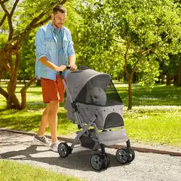 Walmart PawHut Small Dog Pet Stroller, Adjustable Canopy, Brakes, Storage Basket offer