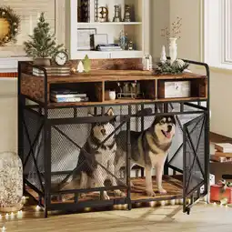 Walmart ABOVOBA 48 inch Dog Crate Furniture with Drawers,Wooden Dog Crate for Large Medium Dogs-Rustic Brown offer