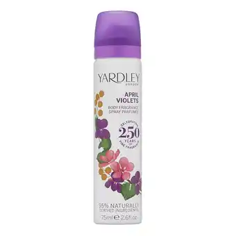 Walmart Yardley London April Violets 2.6 oz Deodorising Body Spray offer