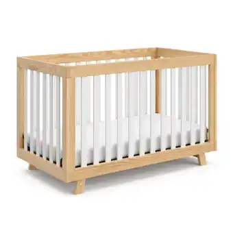 Walmart Storkcraft Beckett 3-in-1 Convertible Baby Crib, Natural/White offer