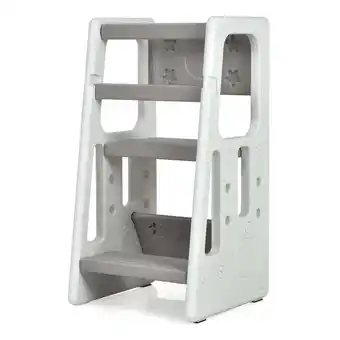 Walmart Costway Kids Kitchen Step Stool with Double Safety Rails Toddler Learning Stool Gray offer