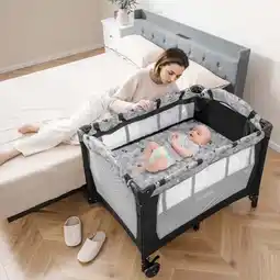 Walmart Infans Portable Baby Playard Nursery Center Crib Bassinet w/ Hanging Toys & Music Box offer