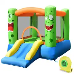 Walmart Costway Kids Playing Inflatable Bounce House Jumping Castle Game Fun Slider 480W Blower offer