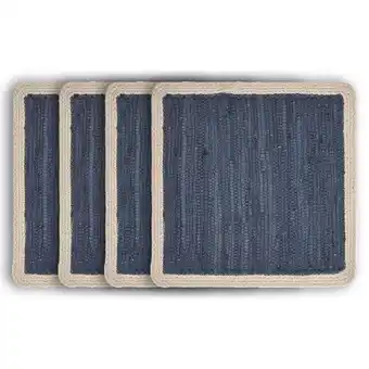 Walmart Ox Bay Zest Set of 4 Cotton Placemats, Indigo/Cream Bordered offer