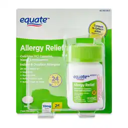 Walmart Equate Allergy Relief Cetirizine HCl Softgels, 25 Count offer