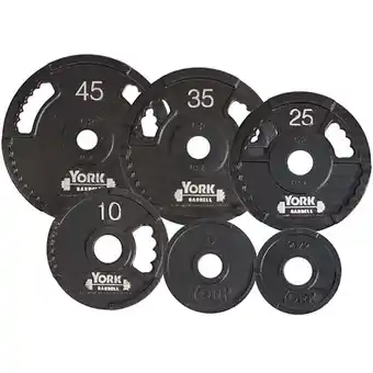 Walmart York Barbell 7424 G2 Olympic Dual Grip Thin Line Cast Iron Plate, Black - 35 lbs offer