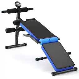 Walmart Gymax Adjustable Multi-Functional Weight Bench Folding Strength Training Bench Blue offer