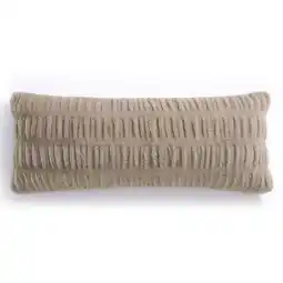 Walmart My Texas House 14 x 36 Taupe Ruched Faux Fur Oblong Decorative Pillow Cover offer