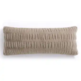 Walmart My Texas House 14 x 36 Taupe Ruched Faux Fur Oblong Decorative Pillow Cover offer