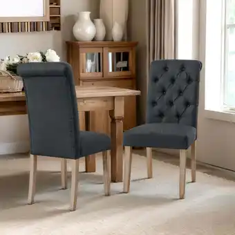 Walmart Subrtex Dining Chairs Linen Fabric Chairs for Kitchen Dining Room Set of 2, Dark Gray offer