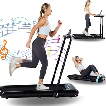 Walmart Ksports Foldable Home Treadmill, 2.5HP Under Desk Walking Pad, Black/Blue offer