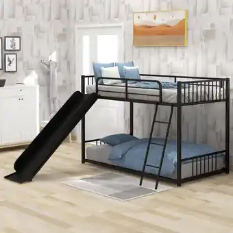 Walmart Euroco Metal Bunk Bed Twin over Twin with Slide for Kids Room, Black offer