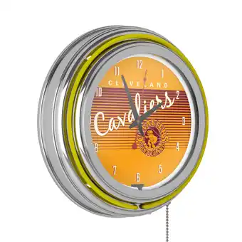 Walmart Cleveland Cavaliers Hardwood Classics Retro Neon Analog Wall Clock with Pull Chain offer