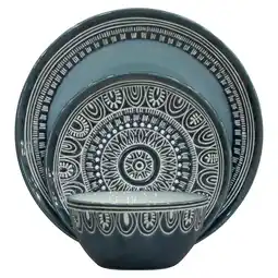 Walmart Better Homes & Gardens Teal Medallion 12-Piece Stoneware Dinnerware Set offer