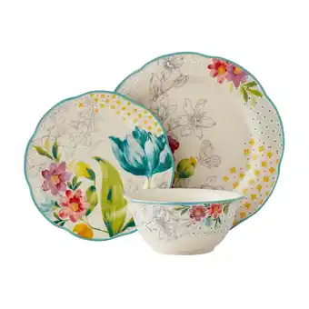 Walmart The Pioneer Woman Blooming Bouquet 12-Piece Dinnerware Set offer