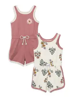 Walmart Little Star Organic Girls 2 Pack Rompers, Sizes 6-10 offer