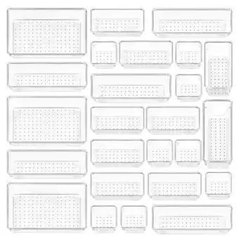 Walmart 25 PCS Clear Plastic Drawer Organizers Set, Vtopmart 4-Size Versatile Bathroom and Vanity Trays offer