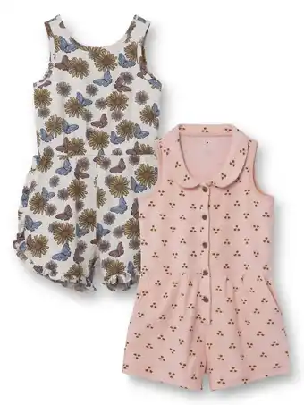 Walmart Little Star Organic Girls’ Floral Print Rompers, 2-Pack, Sizes 6-10 offer