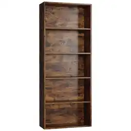 Walmart IRONCK 5-Shelf Bookcase, Free Standing Wood Bookshelf for Home Office, Brown offer