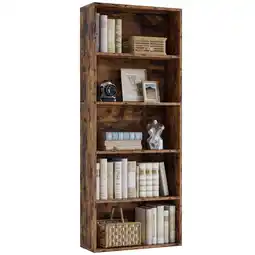 Walmart IRONCK 5-Shelf Bookcase, Free Standing Wood Bookshelf for Home Office, Brown offer