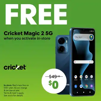 Walmart Cricket Wireless Magic 2 5G, 64GB, Blue Dusk - Prepaid Smartphone offer