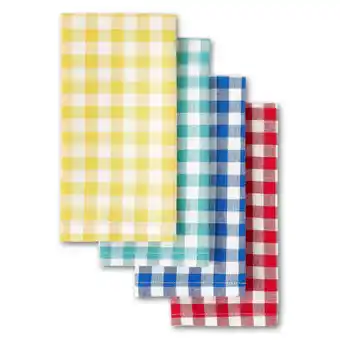 Walmart The Pioneer Woman Gingham Woven Fabric Napkins, Set of 4, Multicolored, 18W x 18L offer