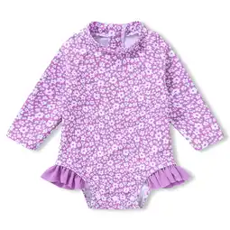 Walmart Happy Town Newborn Baby Girls Swimsuit Summer One-Piece Long Sleeve Floral Bathing Suit offer