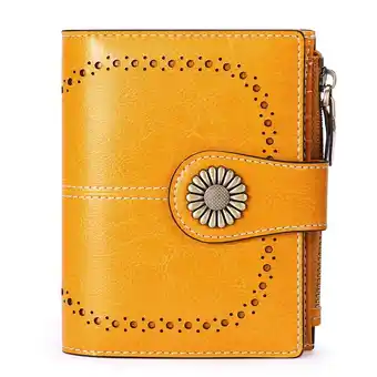 Walmart Sendefn Small Women Wallet Genuine Leather Bifold Purse RFID Blocking Card Holder offer