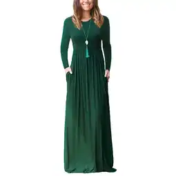 Walmart HAOMEILI Women Short/Long Sleeve Loose Plain Maxi Dresses Casual Long Dresses with Pockets offer