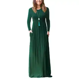 Walmart HAOMEILI Women Short/Long Sleeve Loose Plain Maxi Dresses Casual Long Dresses with Pockets offer