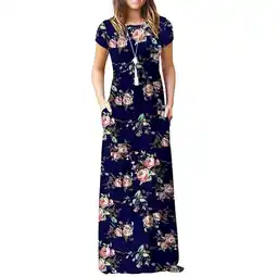 Walmart HAOMEILI Women Short/Long Sleeve Loose Plain Maxi Dresses Casual Long Dresses with Pockets offer