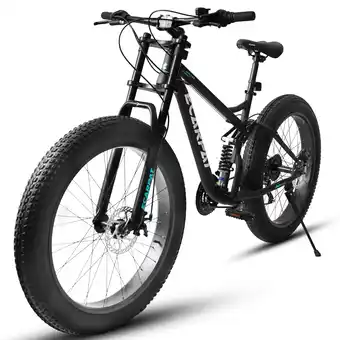 Walmart 26 Fat Tire Bike for Men, Full Suspension Mountain Bike with Disc Brakes, Black offer