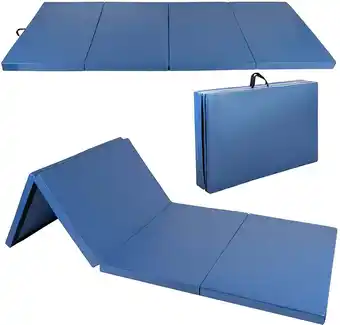 Walmart Polar Aurora PU Leather Folding Exercise Mat, 4' x 8' x 2 - Blue offer