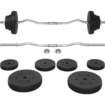 Walmart Yaheetech 44 lb Barbell Weight Set with Plates and Detachable Curl Bar, Black offer