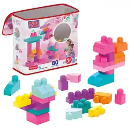 Walmart MEGA BLOKS Fisher-Price Toy Blocks Big Building Bag with Storage (80 Pieces) for Toddler, Pink offer