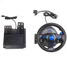 Walmart Fyydes Multifunctional 2-Axes Wired Racing Wheel 180 Rotation Gaming Accessory for PS2, Black offer