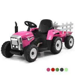 Walmart Infans 12V Kids Ride On Tractor with Trailer Ground Loader w/ RC & Lights Pink offer