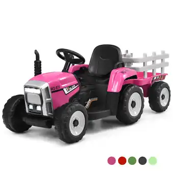 Walmart Infans 12V Kids Ride On Tractor with Trailer Ground Loader w/ RC & Lights Pink offer