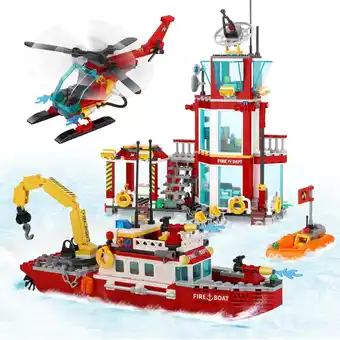 Walmart NAYIHOOP City Oceans Fire Station Building Sets for Adults Compatible with Lego fire Station Set offer