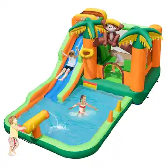 Walmart Gymax Inflatable Water Slide Park Monkey Bounce House Splash Pool without Blower offer