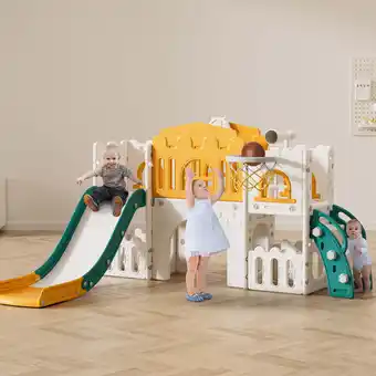 Walmart WFUN 9 in 1 Toddler Slide PlaySet for kids indoor/outdoor for Toddlers Age 1+, Yellow & Green offer