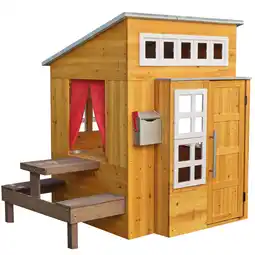 Walmart KidKraft Modern Outdoor Wooden Playhouse with Picnic Table offer