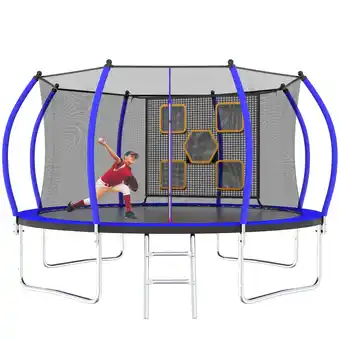 Walmart Mersco Pumpkin Trampoline for Kids Adults 14ft 1500Lbs Trampolines with Enclosure Net Ladder Blue offer