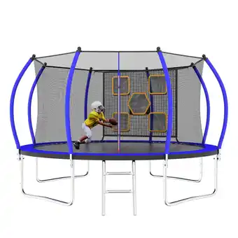 Walmart Mersco New Round Trampoline for Kids 1500Lbs 12ft Trampoline W/ Enclosure Net & Target Cloth Blue offer