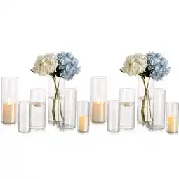 Walmart Glasseam Set of 12 Clear Glass Cylinder Vases, 6, 8 & 10 offer