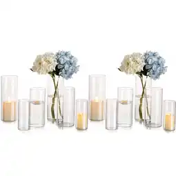 Walmart Glasseam Set of 12 Clear Glass Cylinder Vases, 6, 8 & 10 offer