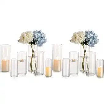 Walmart Glasseam Set of 12 Clear Glass Cylinder Vases, 6, 8 & 10 offer