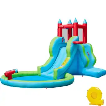 Walmart Yaheetech Inflatable Water Slide with Climbing Wall for Kids Aged 3 to 8, Cyan offer