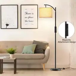 Walmart JURULU 62'' Arched/Arc Floor Lamp with Remote Control and Bulb Included,White Lampshade offer