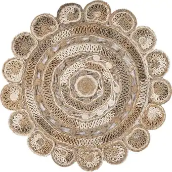 Walmart Desert Fields Cora 7'6 Round Beige and Brown Braided Circles Jute Indoor Area Rug offer